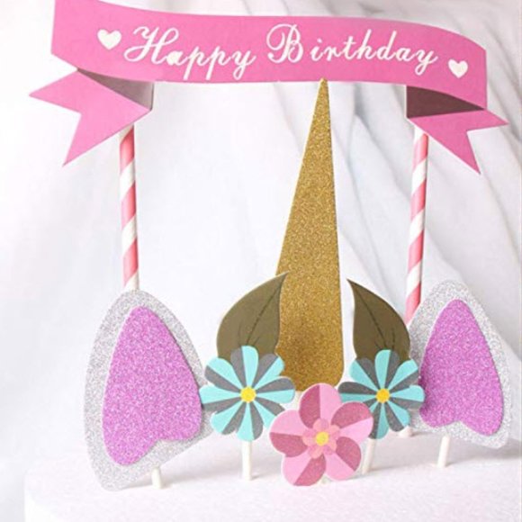 Unicorn Birthday Party Cake topper decorations - Picture 4 of 6